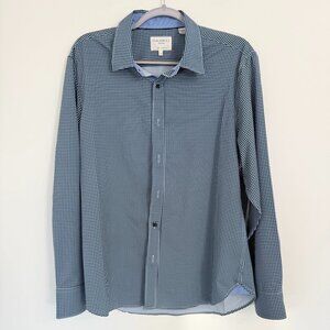 👔 **CON.STRUCT Slim Fit 4-Way Stretch Dress Shirt – Blue Micro Check – Size Lar